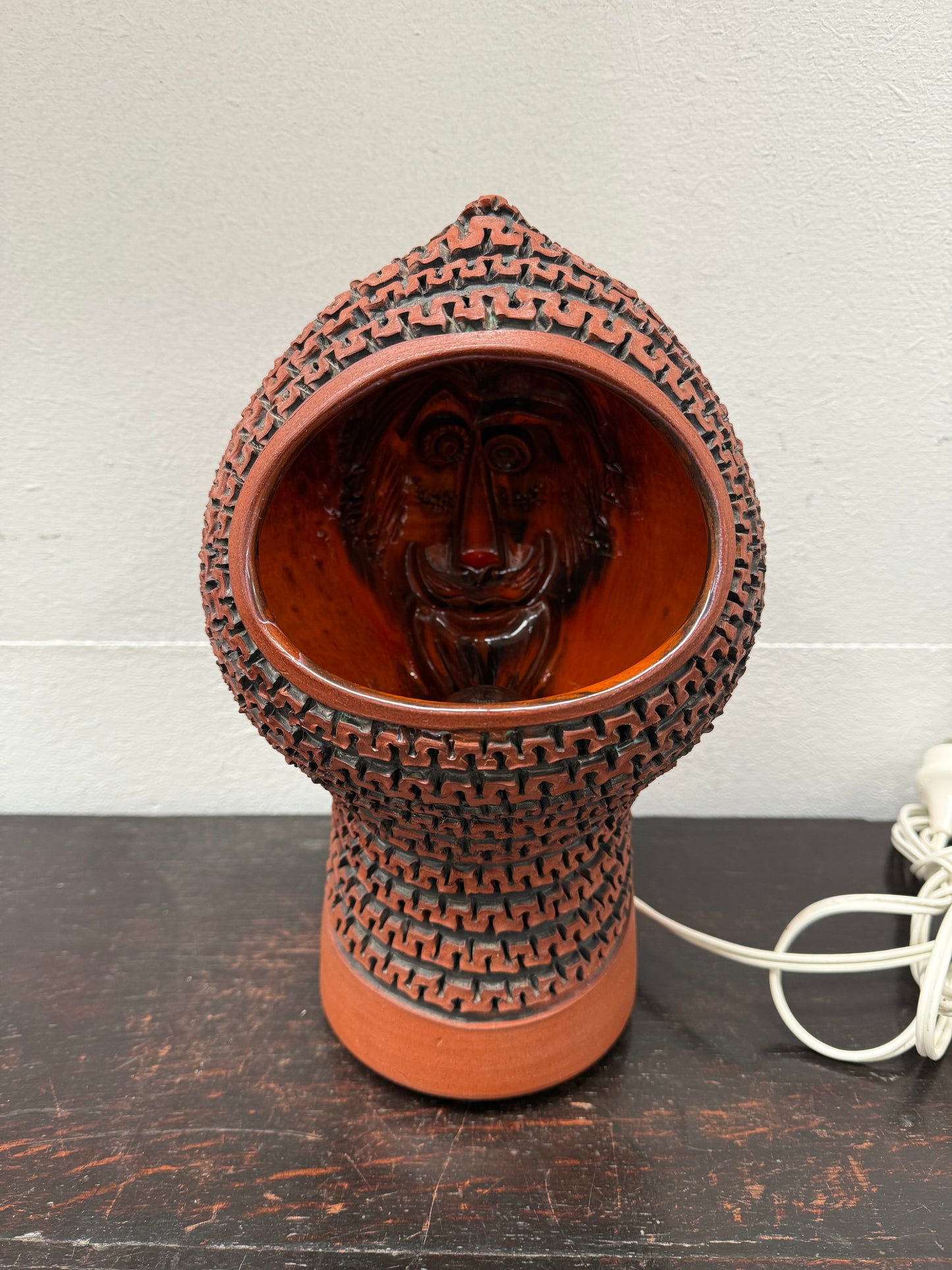 Rare Poole Pottery Hand Made "Atlantis" Helmut Lamp by Guy Sydenham