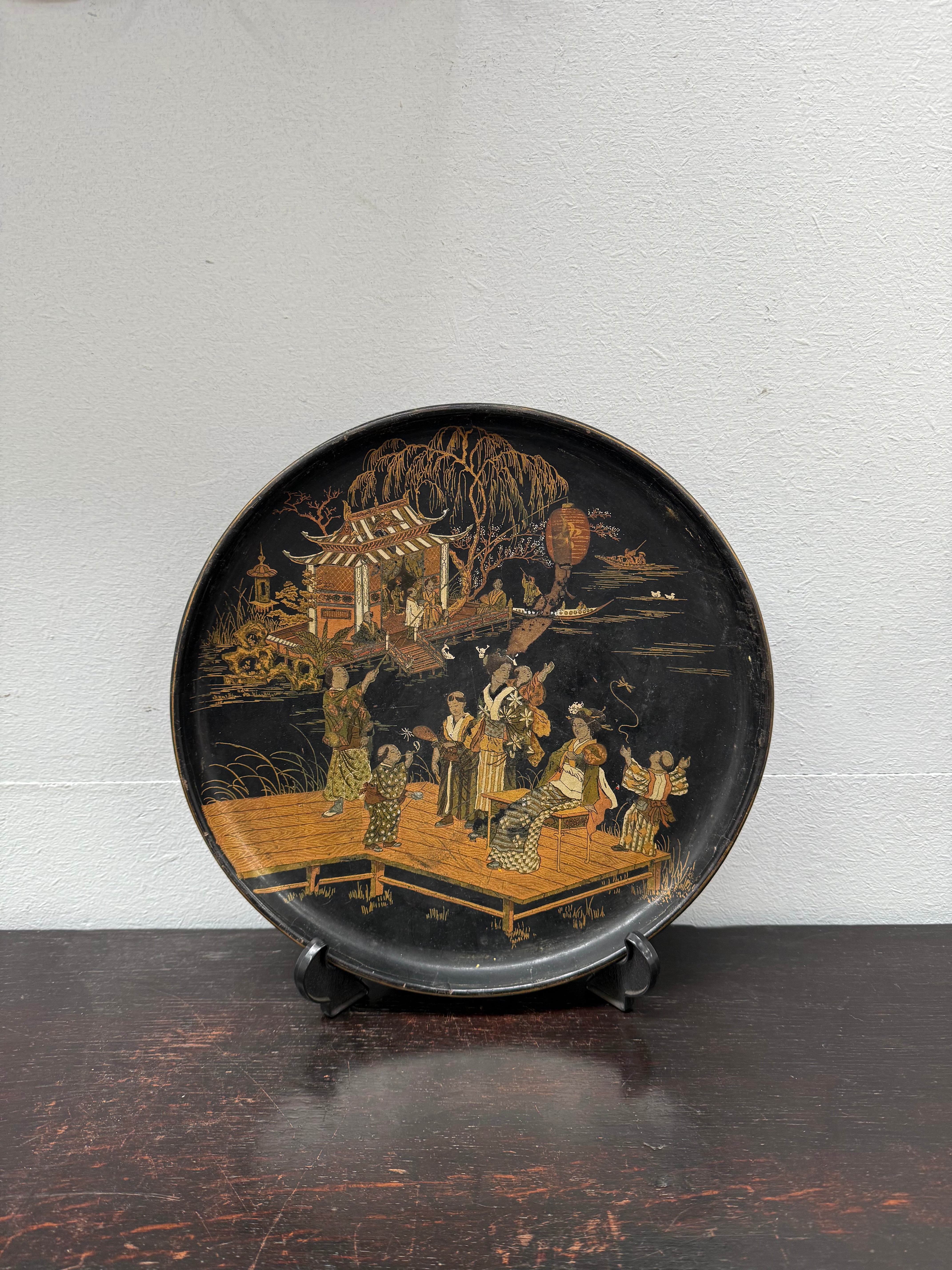 Japanese Lacquer Hand Painted Tray | Antique & Vintage | Moonee Ponds Antiques | Australia Wide Delivery