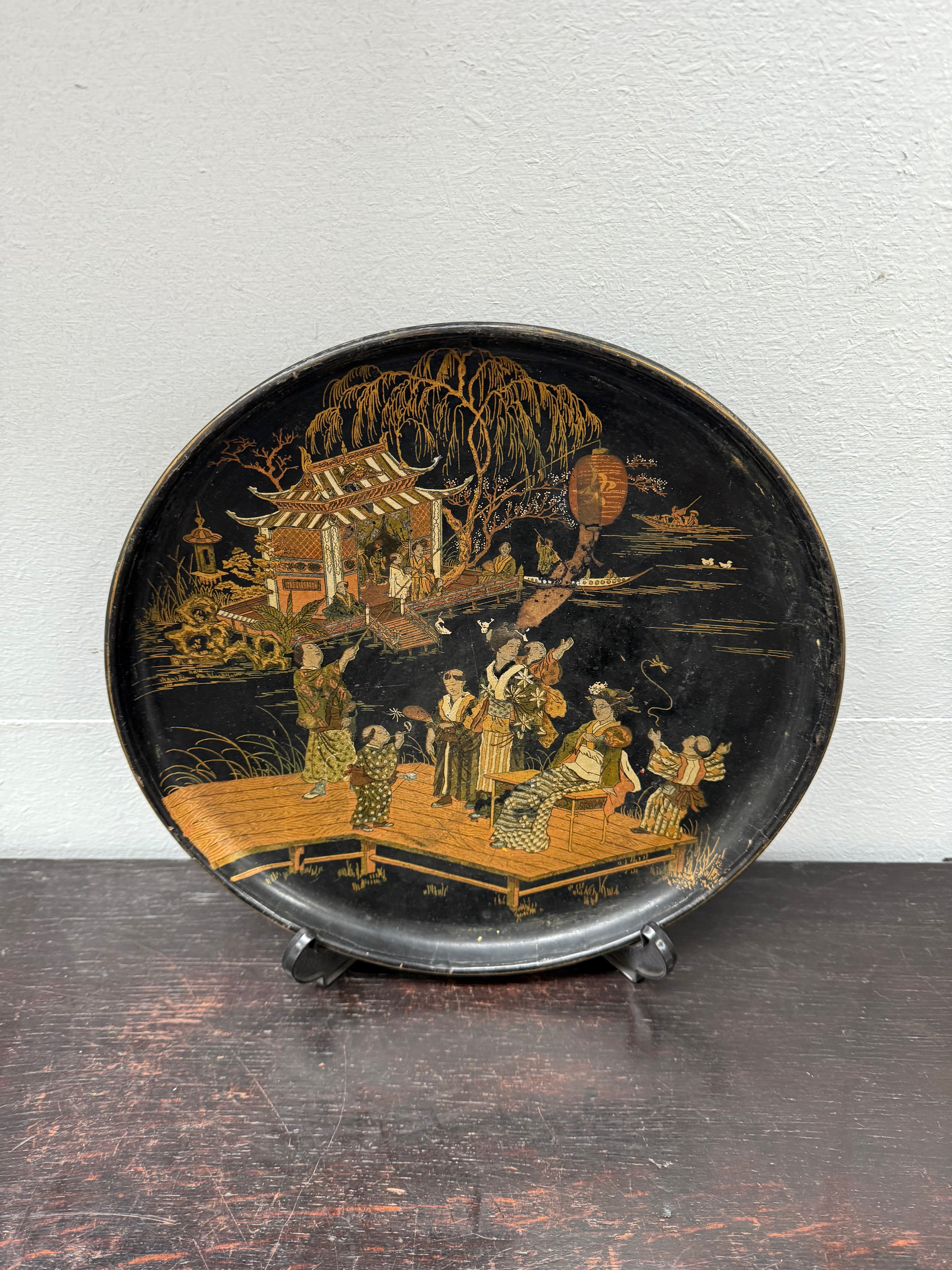 Japanese Lacquer Hand Painted Tray | Antique & Vintage | Moonee Ponds Antiques | Australia Wide Delivery