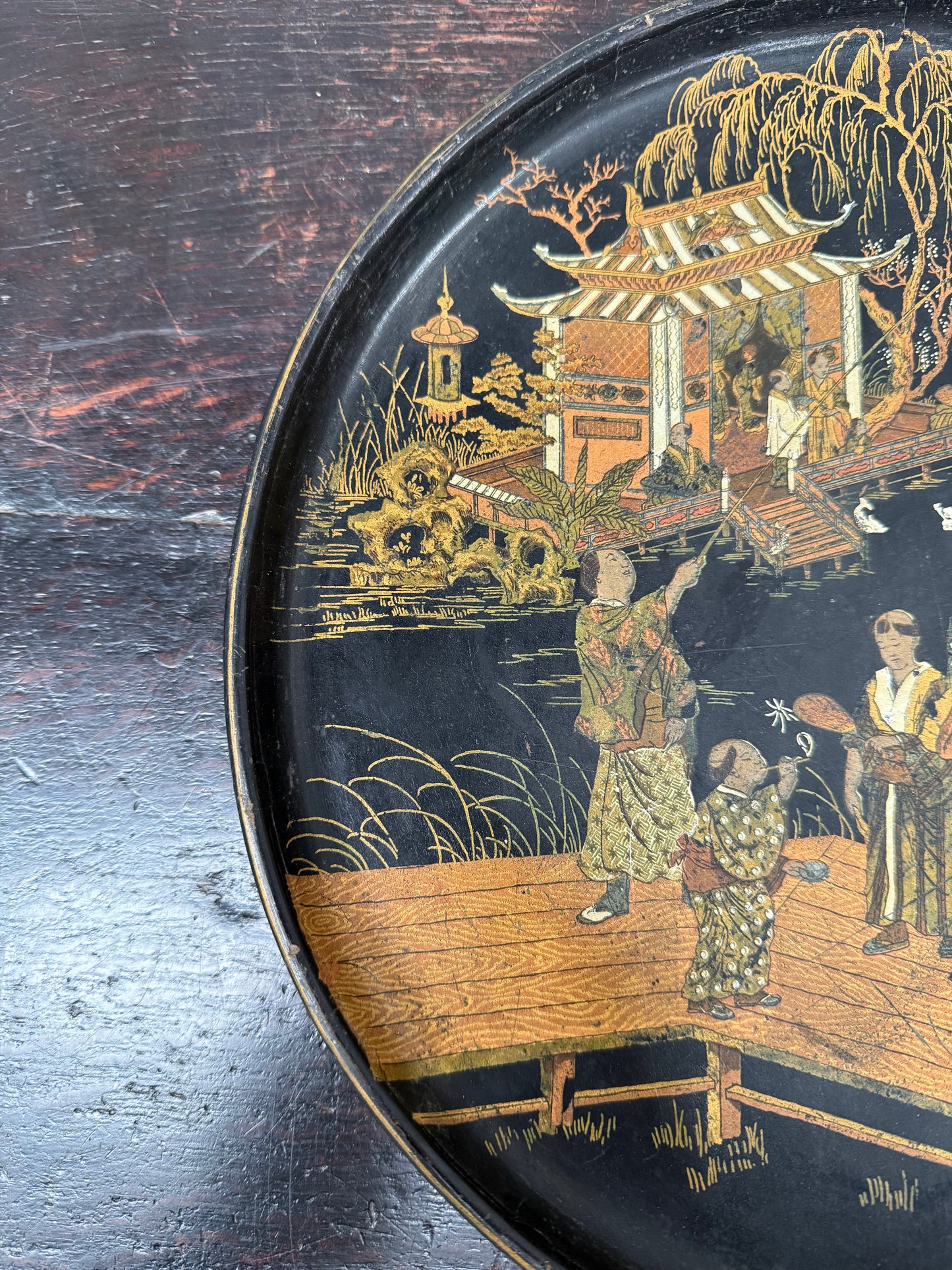Japanese Lacquer Hand Painted Tray