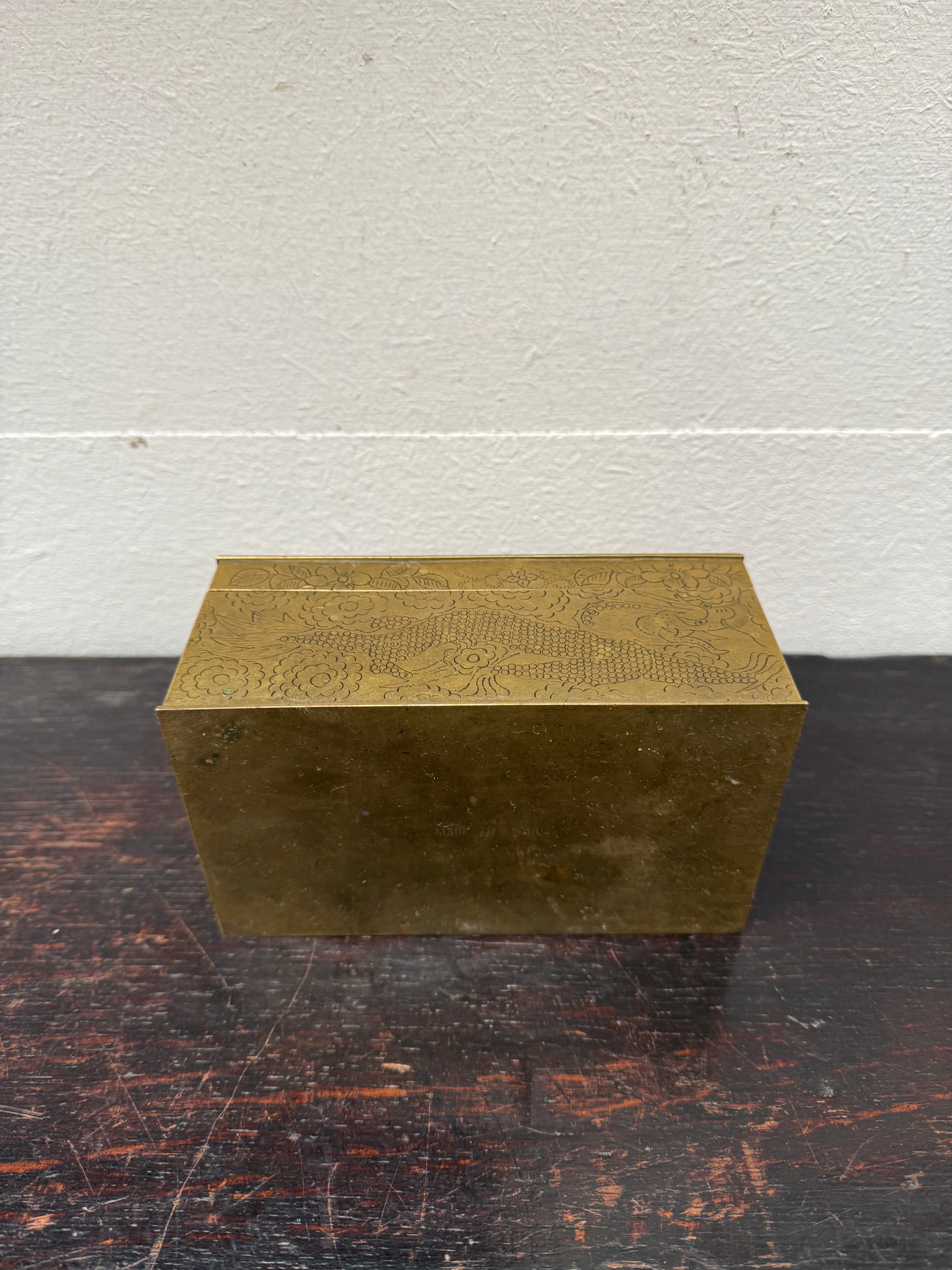 Antique Chinese Engraved Brass Trinket Box | Antique & Vintage | Moonee Ponds Antiques | Australia Wide Delivery