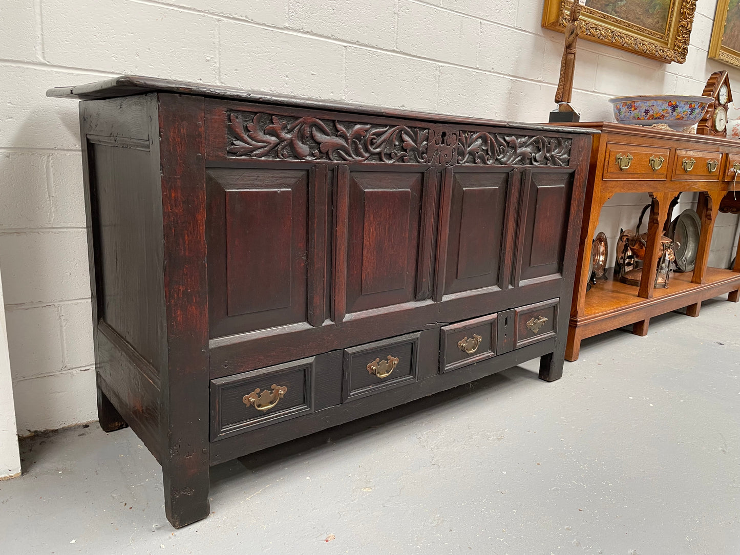 18th Century Oak Mule Trunk