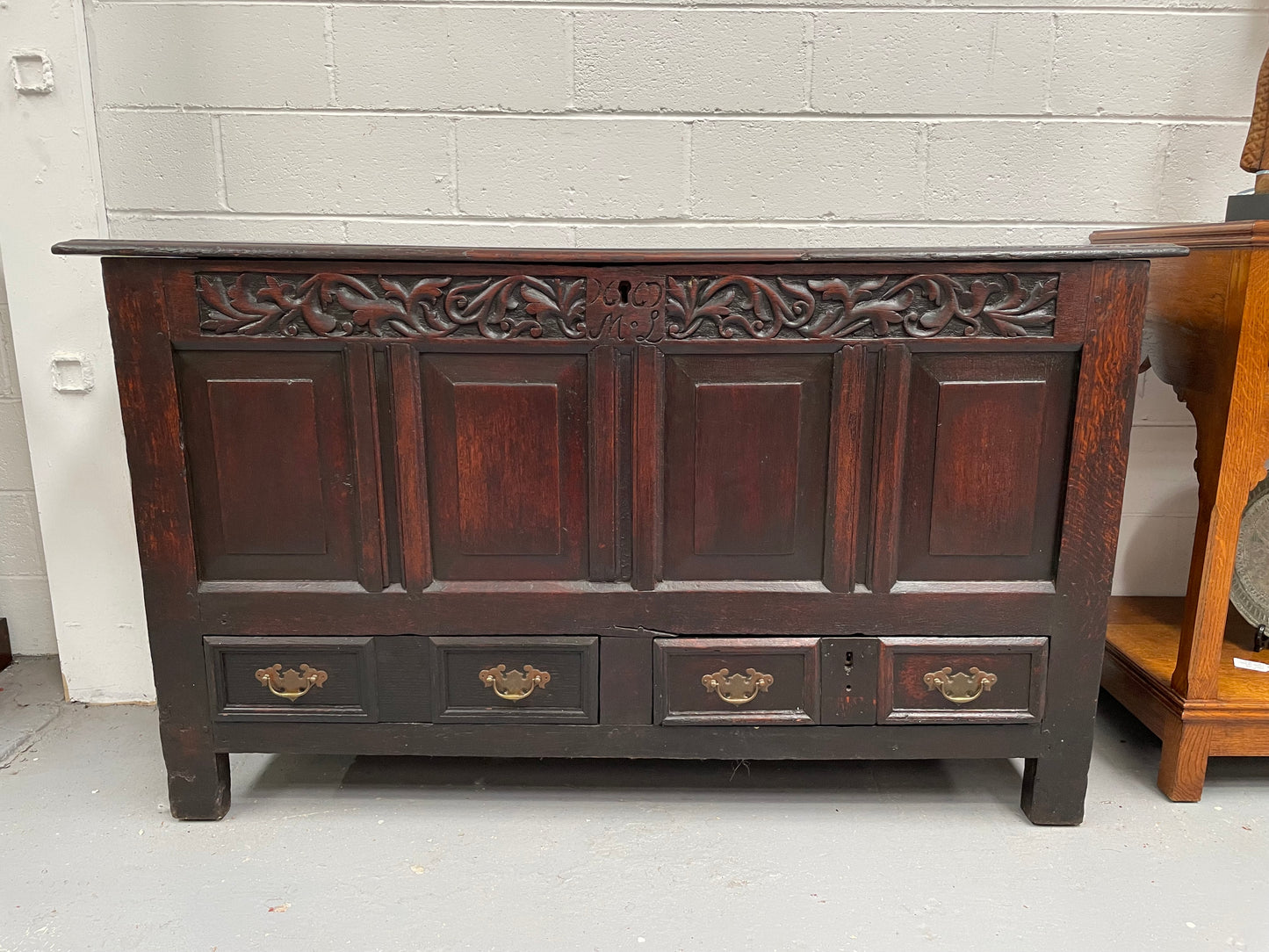 18th Century Oak Mule Trunk