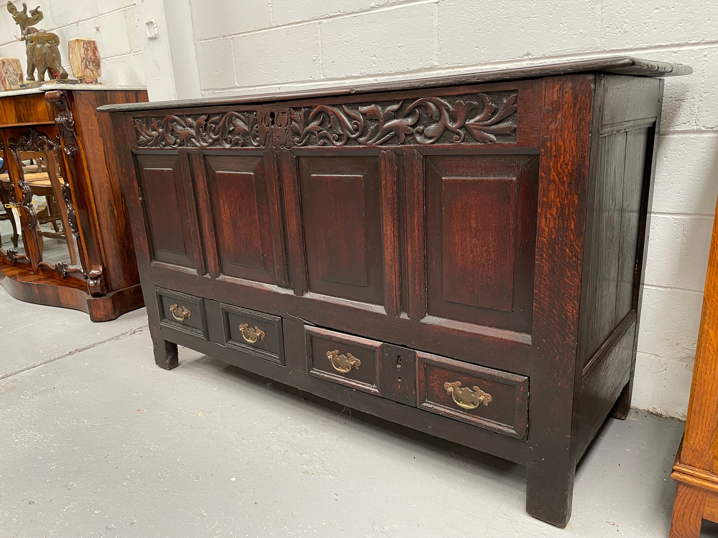 18th Century Oak Mule Trunk