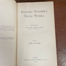 Richard Wagner's Prose Works Antique Book