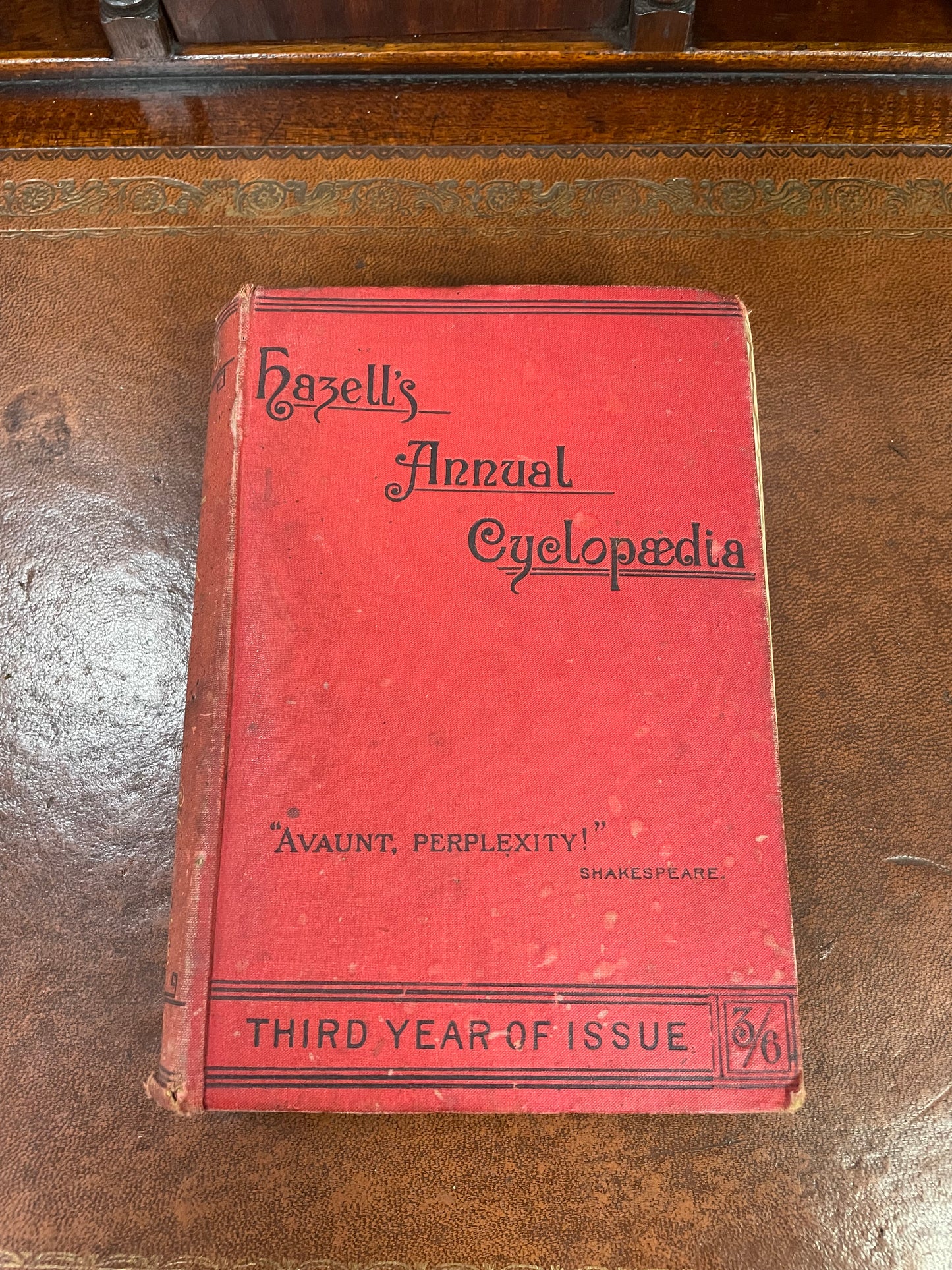 Antique book "Hazells Annual Cyclopaedia" 1888