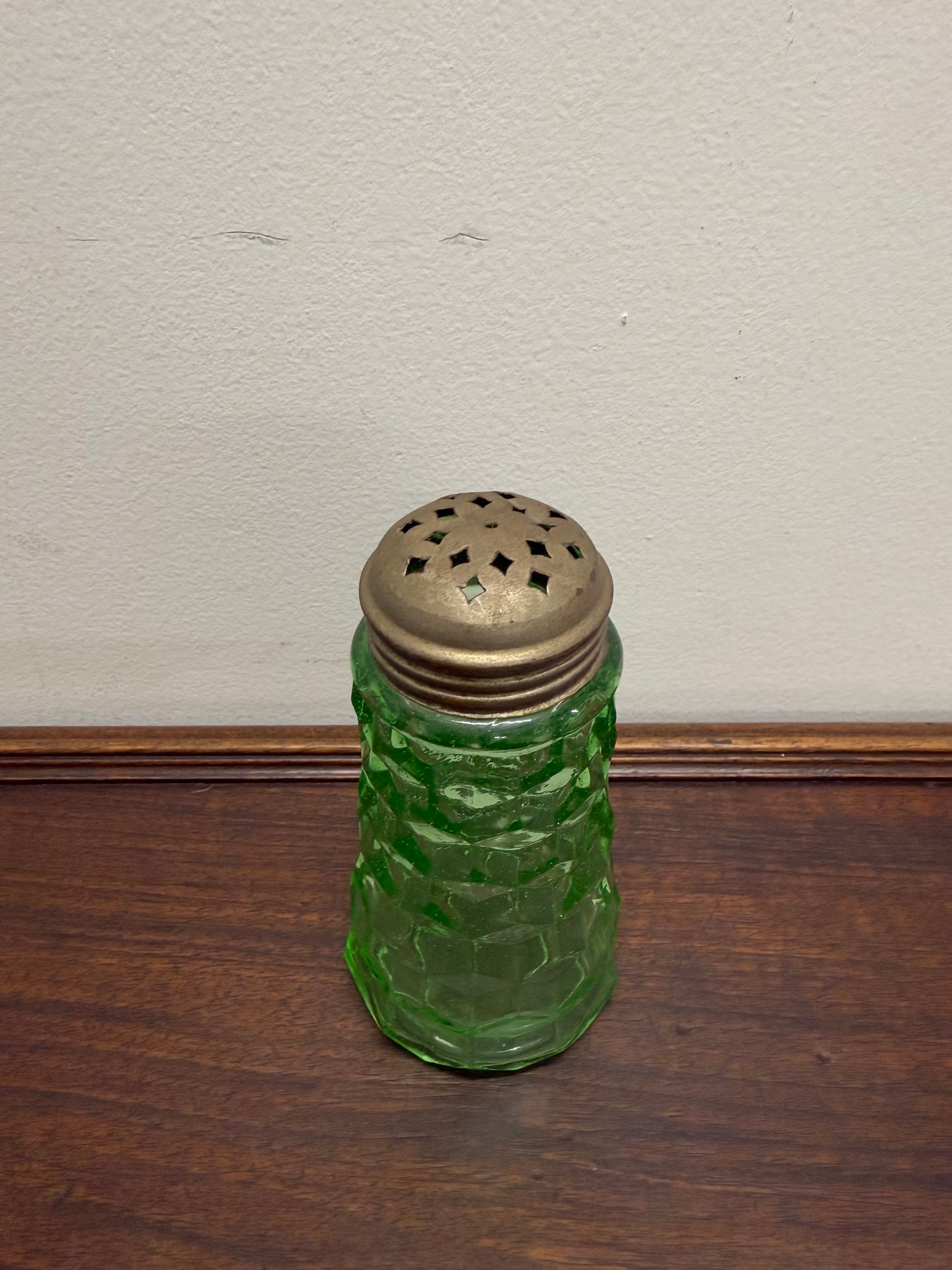 Green Depression Glass Sugar Shaker