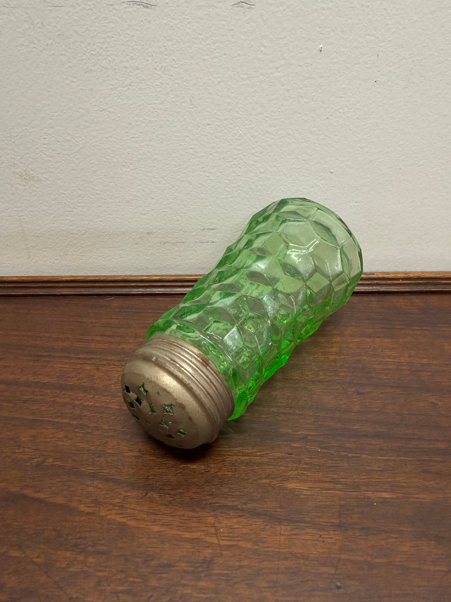 Green Depression Glass Sugar Shaker