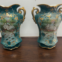 Vintage Pair of Hand Painted Vases