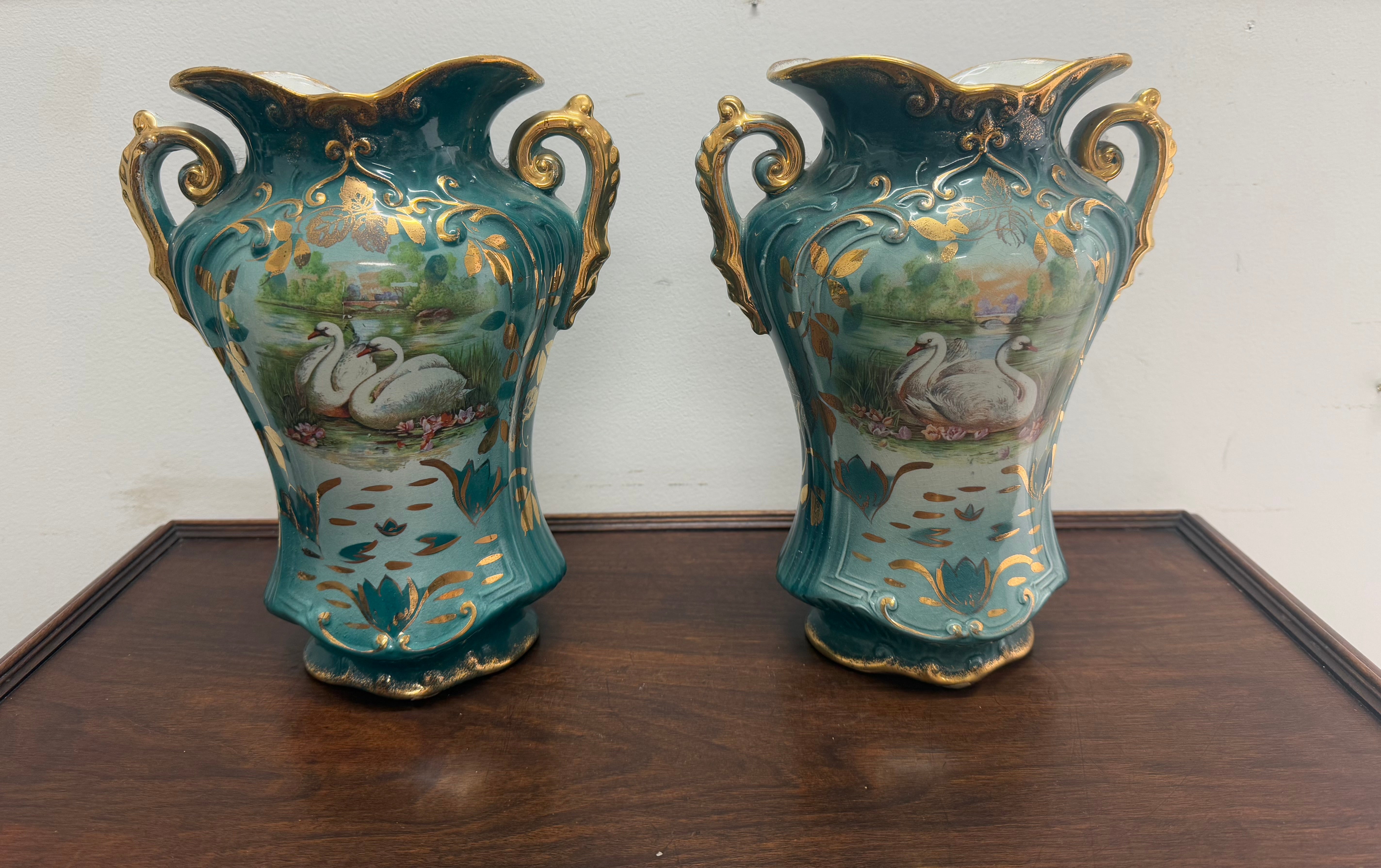 Vintage Pair of Hand Painted Vases | Antique & Vintage | Moonee Ponds Antiques | Australia Wide Delivery