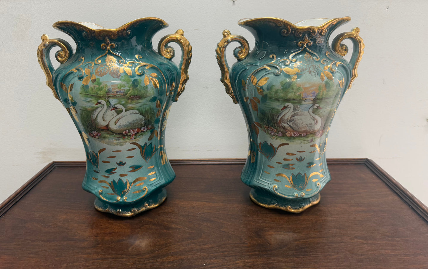 Vintage Pair of Hand Painted Vases