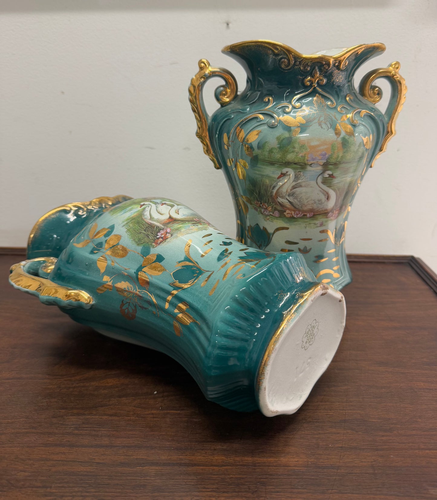 Vintage Pair of Hand Painted Vases