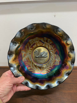 Vintage Crown Crystal Australian Carnival Glass Swan Master Bowl | Antique & Vintage | Moonee Ponds Antiques | Australia Wide Delivery