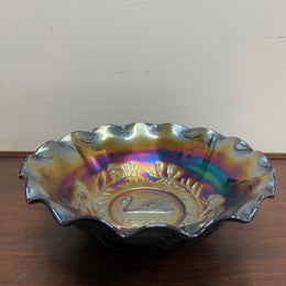 Vintage Crown Crystal Australian Carnival Glass Swan Master Bowl