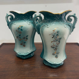 Vintage Pair of Hand Painted Vases