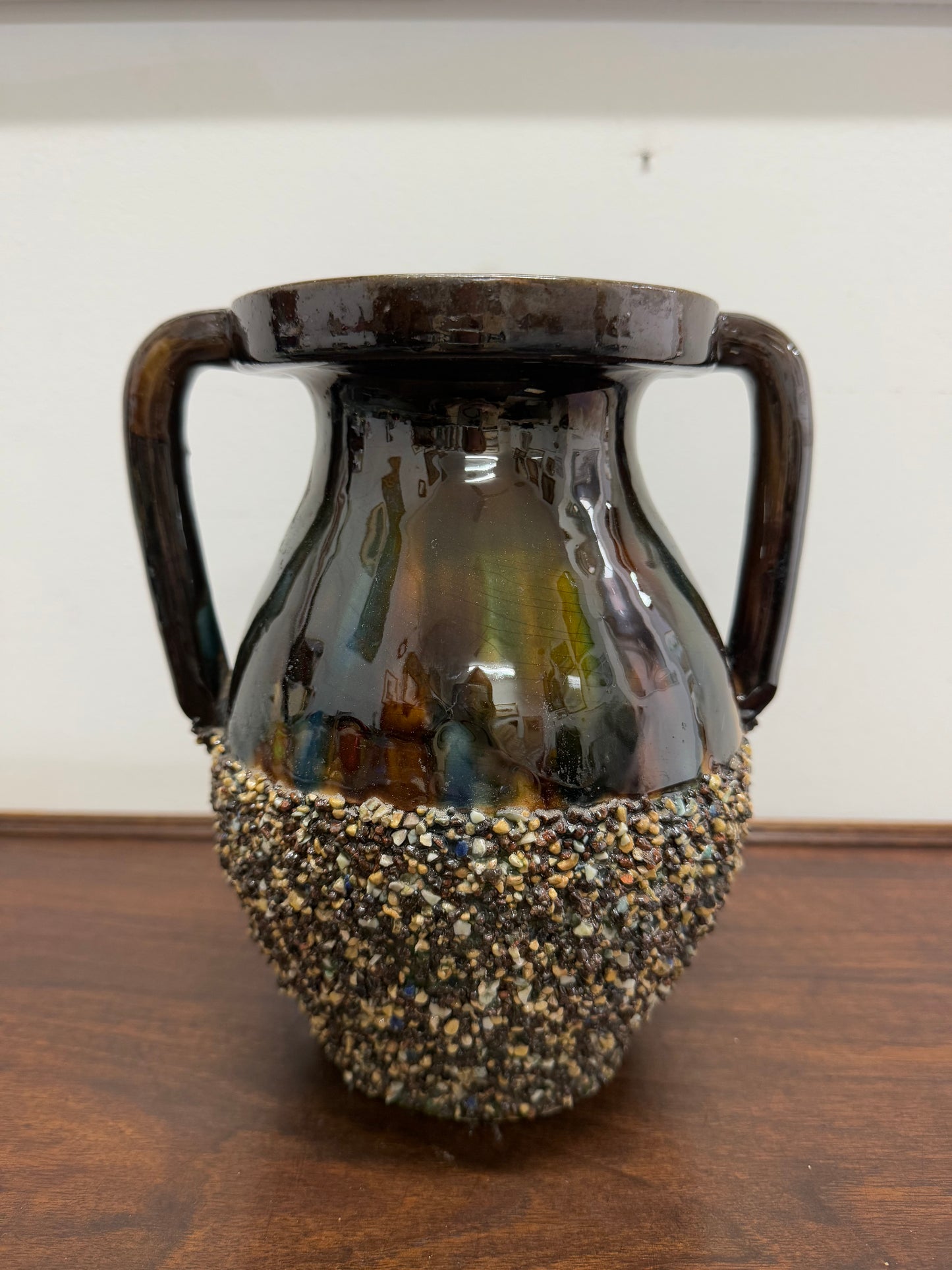 Antique French Majolica Handled Vase