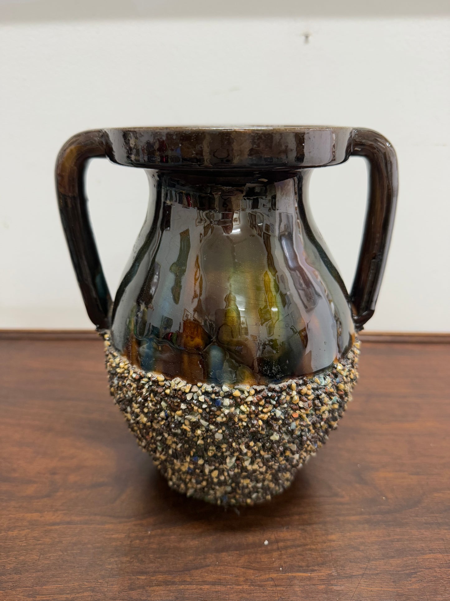 Antique French Majolica Handled Vase