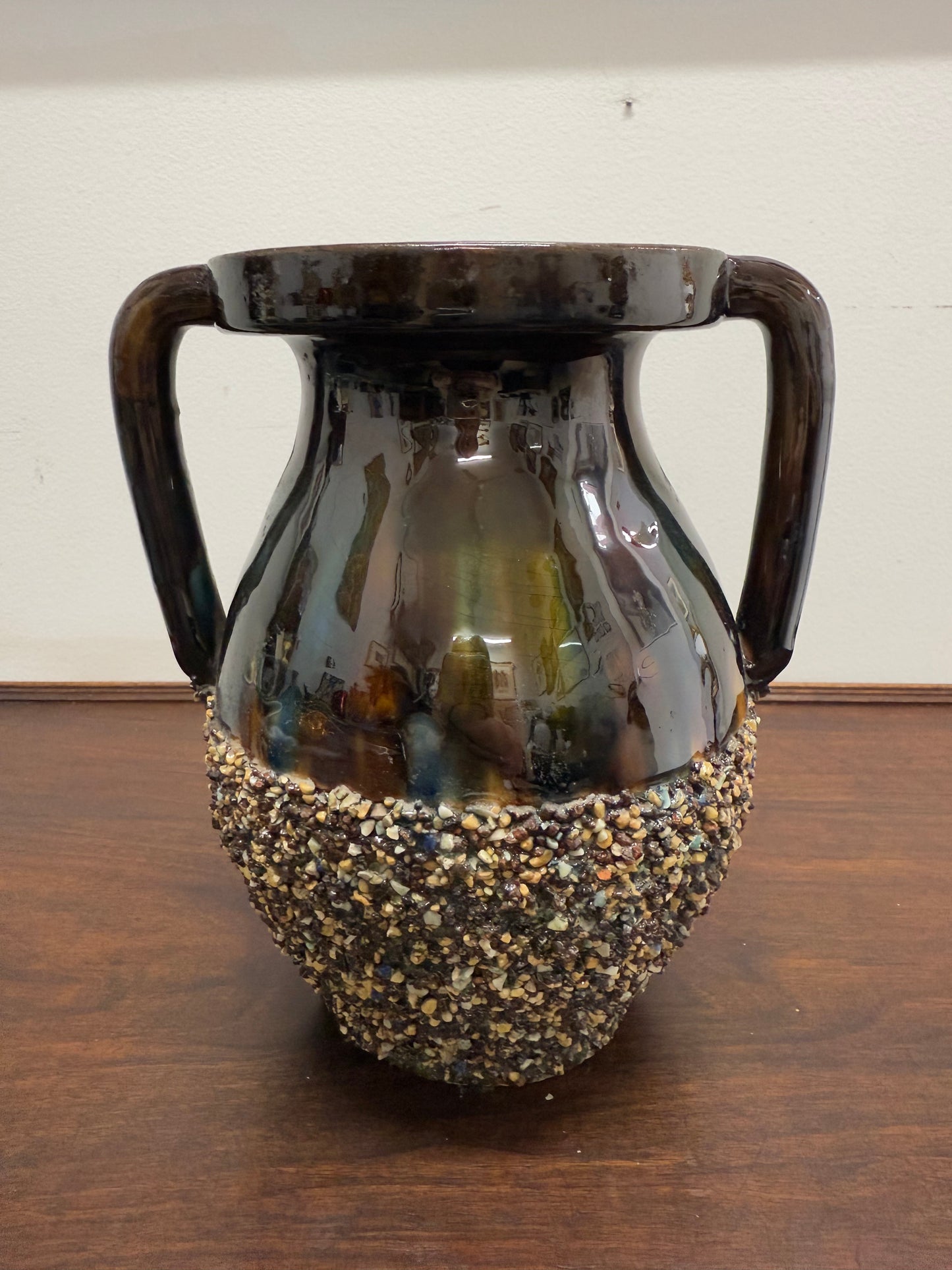 Antique French Majolica Handled Vase