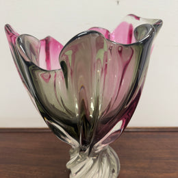 Large Vintage Murano Style Tri Colour Vase