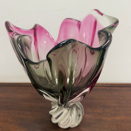 Large Vintage Murano Style Tri Colour Vase