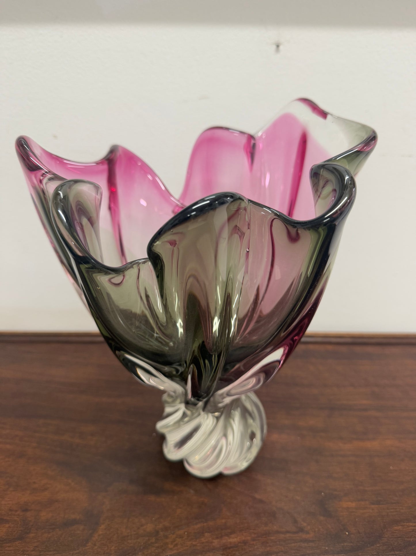 Large Vintage Murano Style Tri Colour Vase