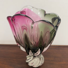 Large Vintage Murano Style Tri Colour Vase
