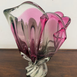 Large Vintage Murano Style Tri Colour Vase