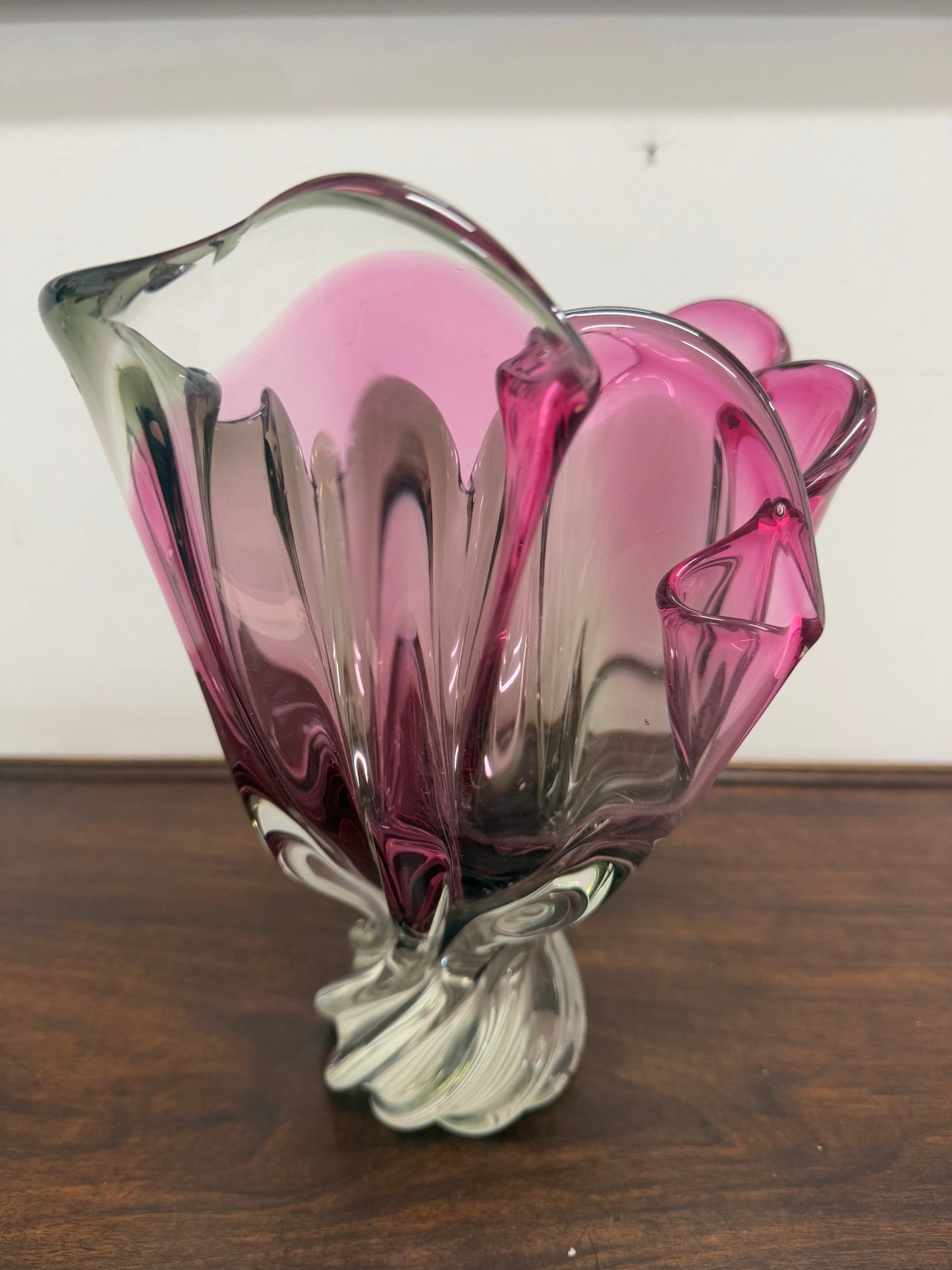 Large Vintage Murano Style Tri Colour Vase