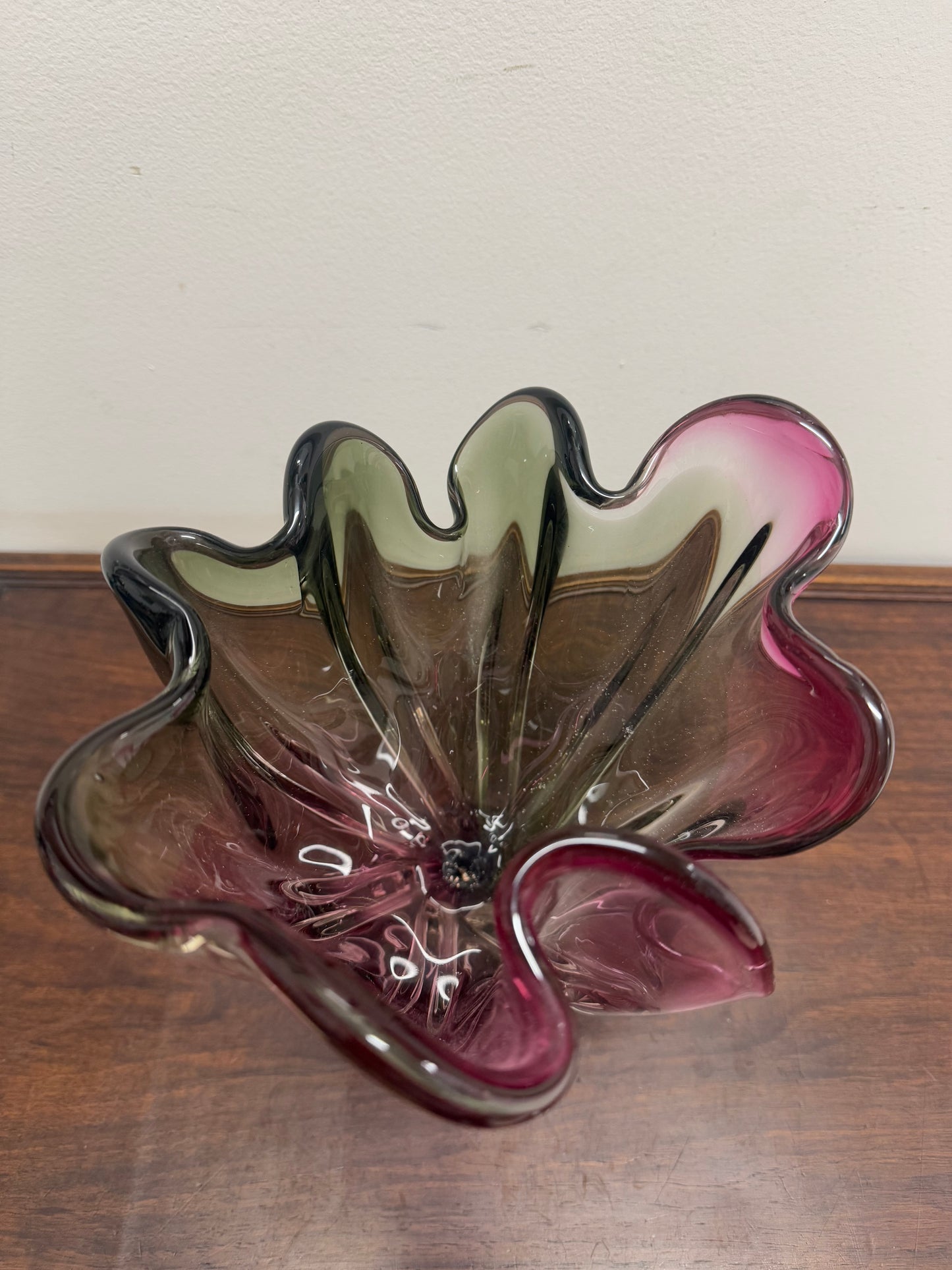 Large Vintage Murano Style Tri Colour Vase