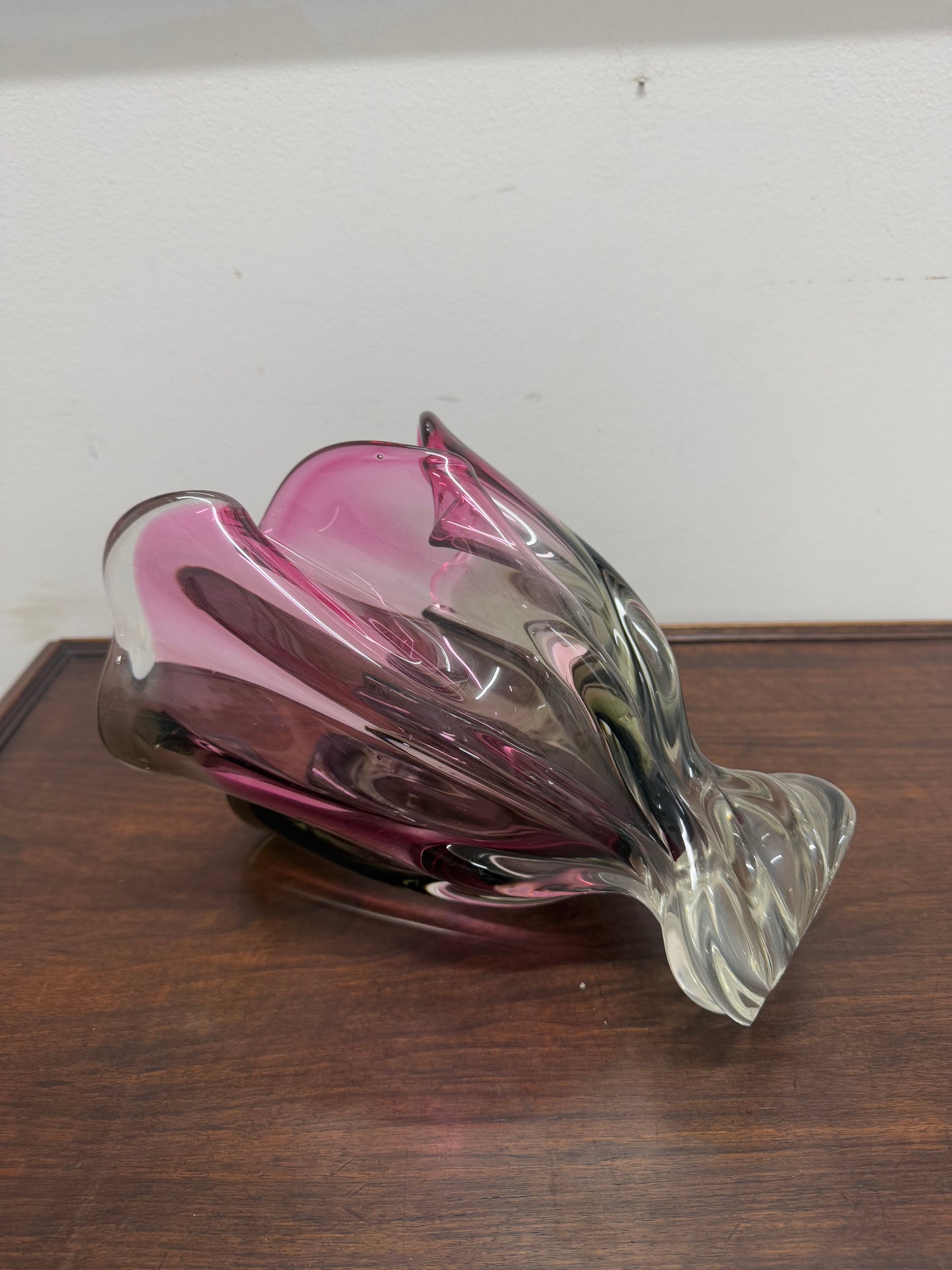 Large Vintage Murano Style Tri Colour Vase