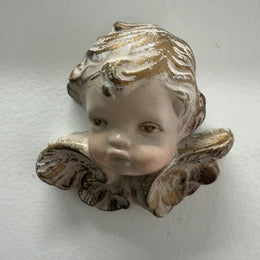 Vintage Signed Cherub Wall Plaque