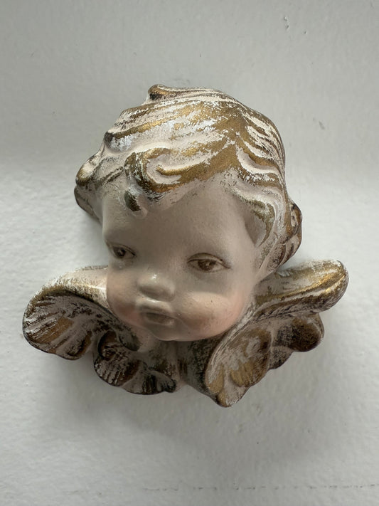 Vintage Signed Cherub Wall Plaque