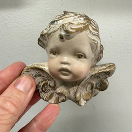 Vintage Signed Cherub Wall Plaque