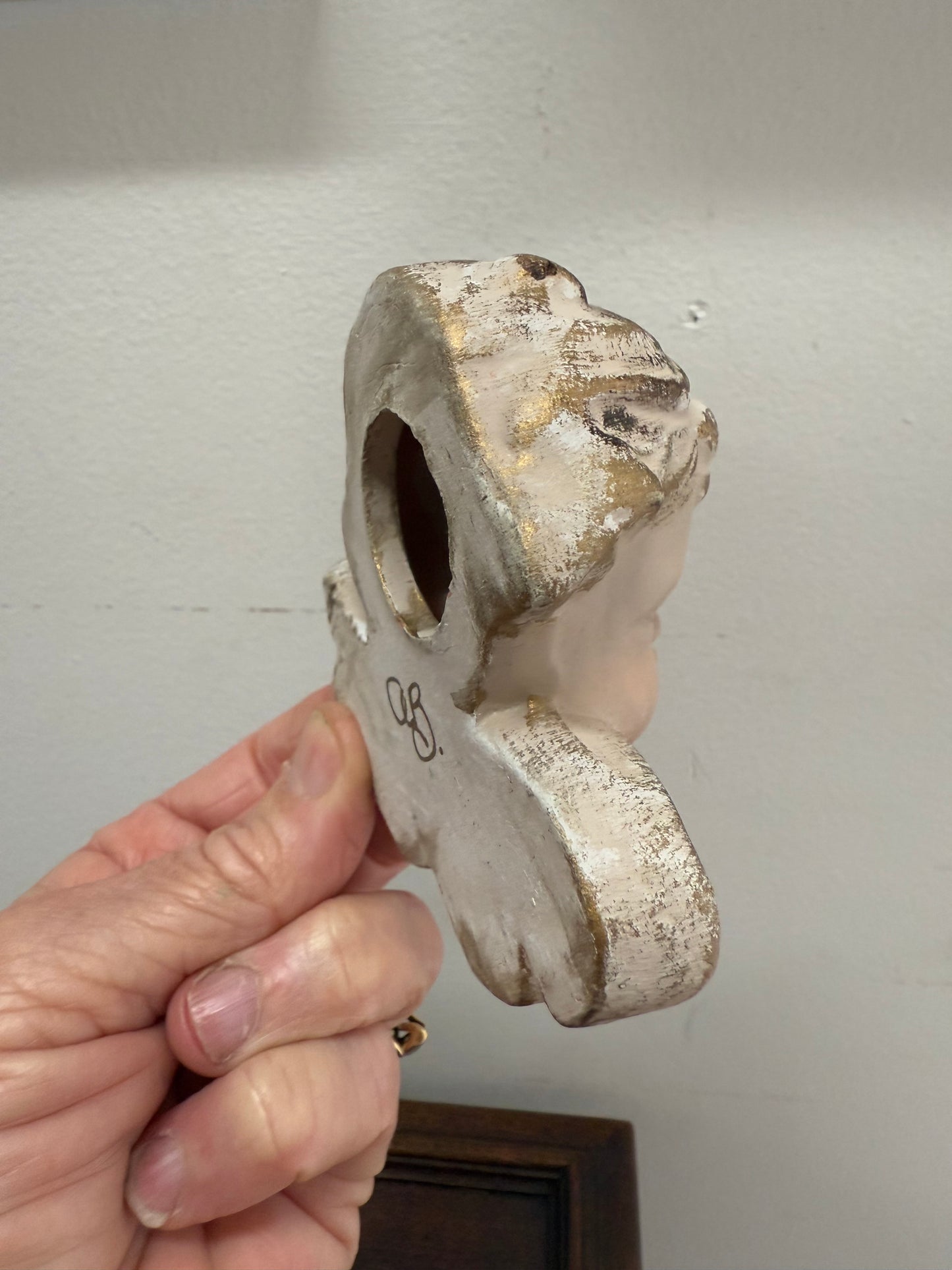 Vintage Signed Cherub Wall Plaque