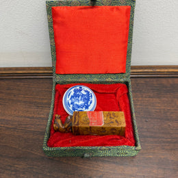 Vintage Carved Soapstone Seal "John" & Ink