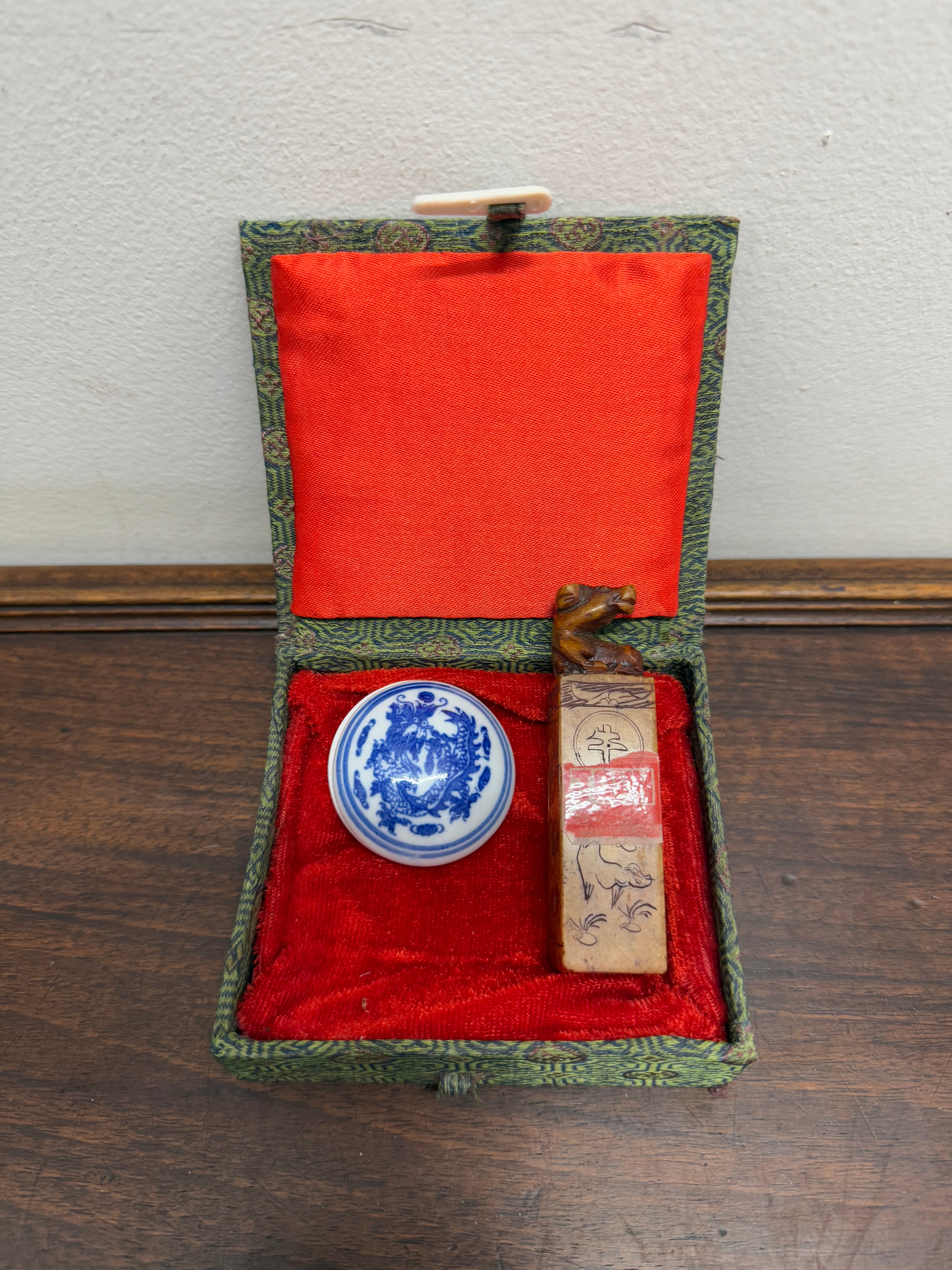 Vintage Carved Soapstone Seal "John" & Ink | Antique & Vintage | Moonee Ponds Antiques | Australia Wide