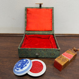 Vintage Carved Soapstone Seal "John" & Ink