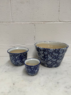 Vintage Set of Three Blue and White Planters | Antique & Vintage | Moonee Ponds Antiques | Australia Wide Delivery