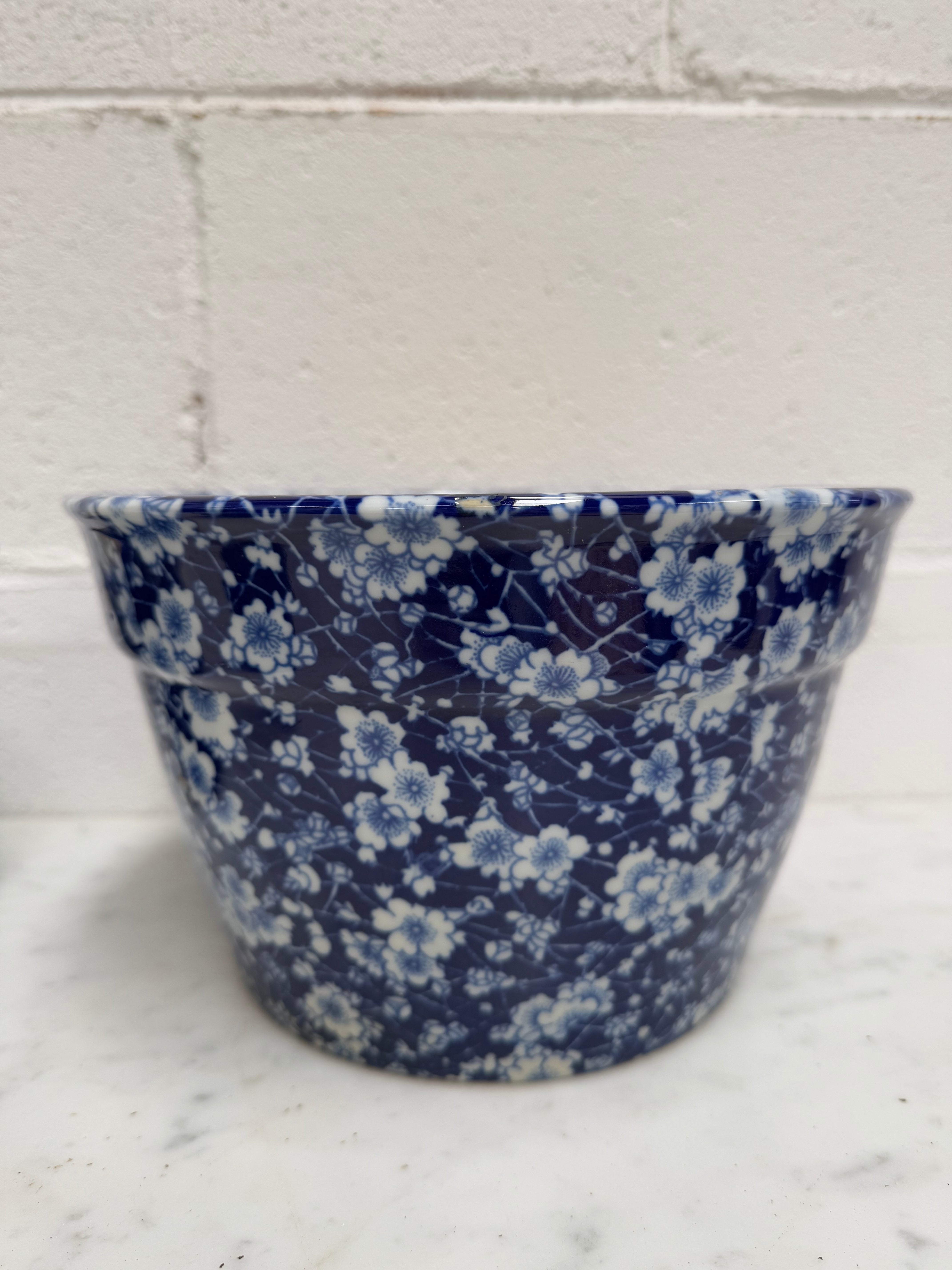 Vintage Set of Three Blue and White Planters | Antique & Vintage | Moonee Ponds Antiques | Australia Wide Delivery