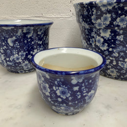 Vintage Set of Three Blue and White Planters