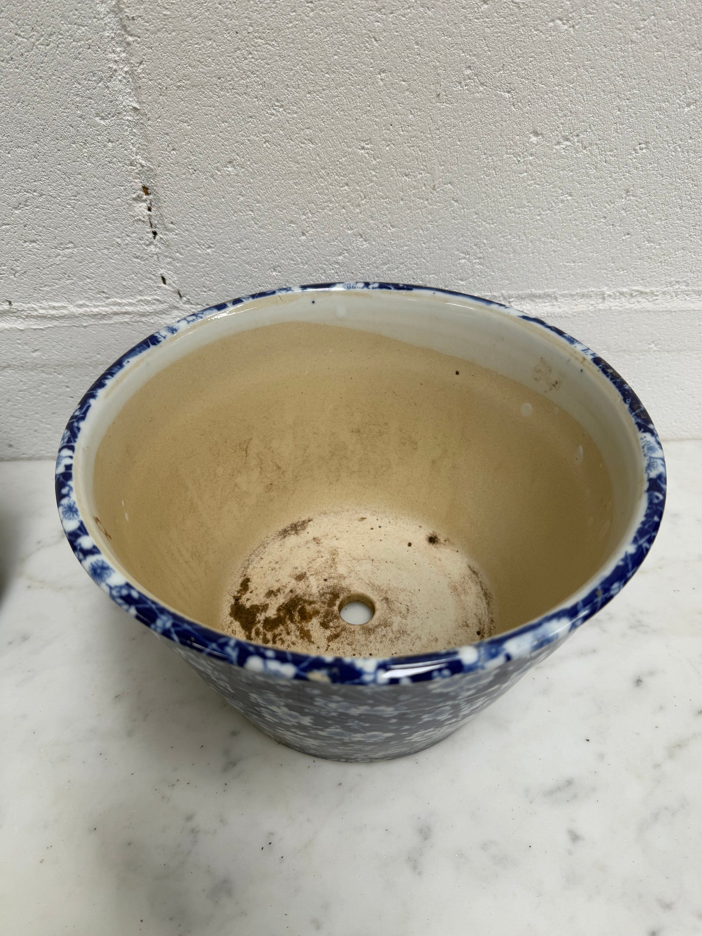 Vintage Set of Three Blue and White Planters