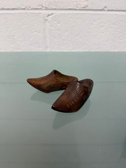 Pair Antique Hand Carved Miniature Wooden Clogs | Antique & Vintage | Moonee Ponds Antiques | Australia Wide Delivery