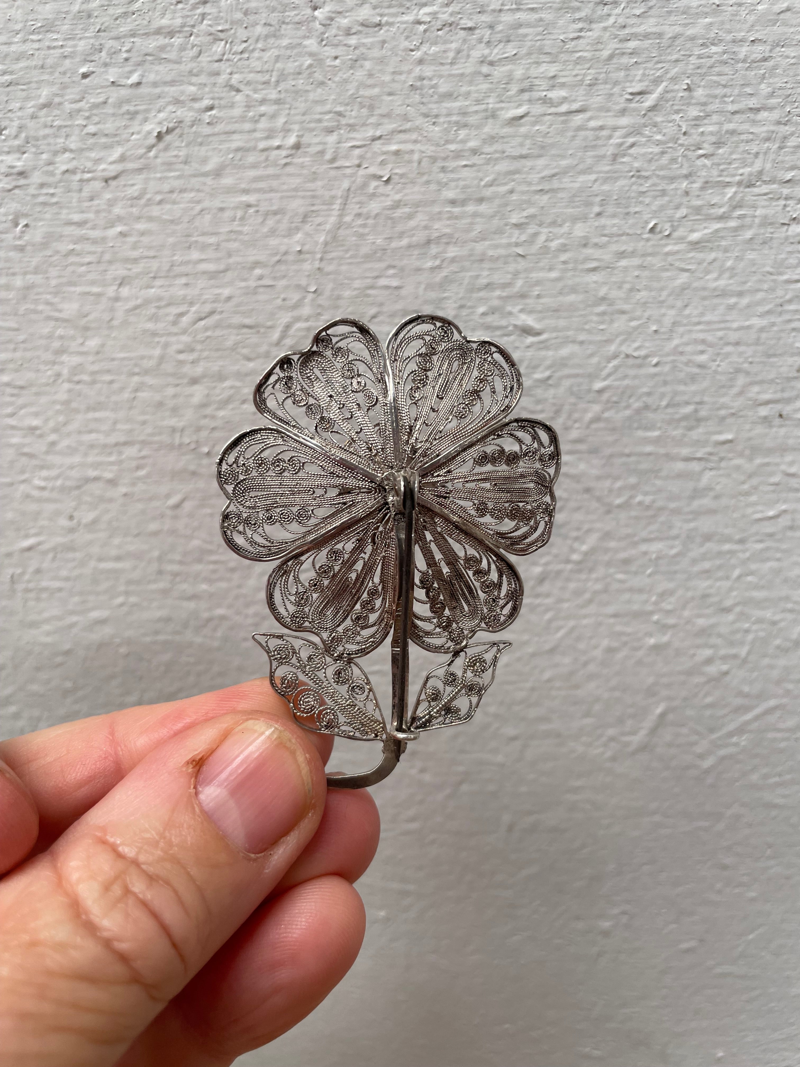 Vintage Silver Filigree Flower Brooch | Antique & Vintage | Moonee Ponds Antiques | Australia Wide