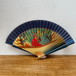 Charming Vintage Wooden Fan Painted With Spanish Dancing Scene