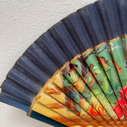 Charming Vintage Wooden Fan Painted With Spanish Dancing Scene