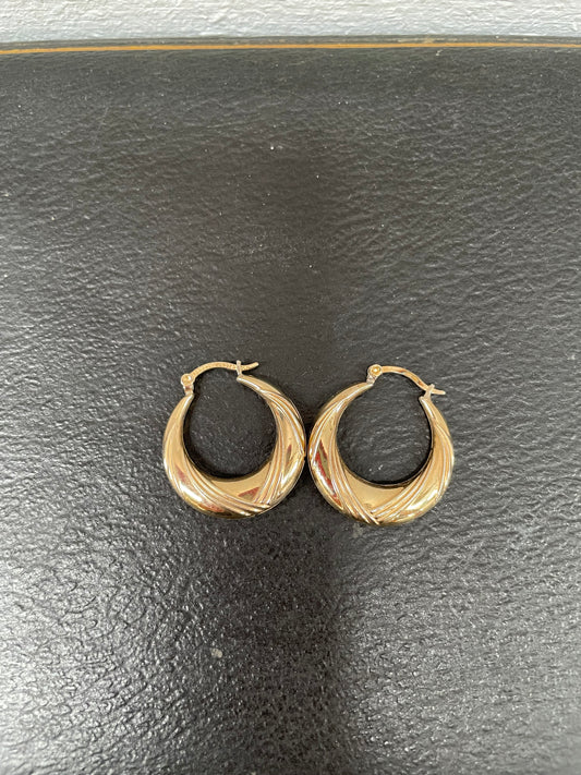 Pair Of 9ct Gold Pierced Bonded Hoop Earrings