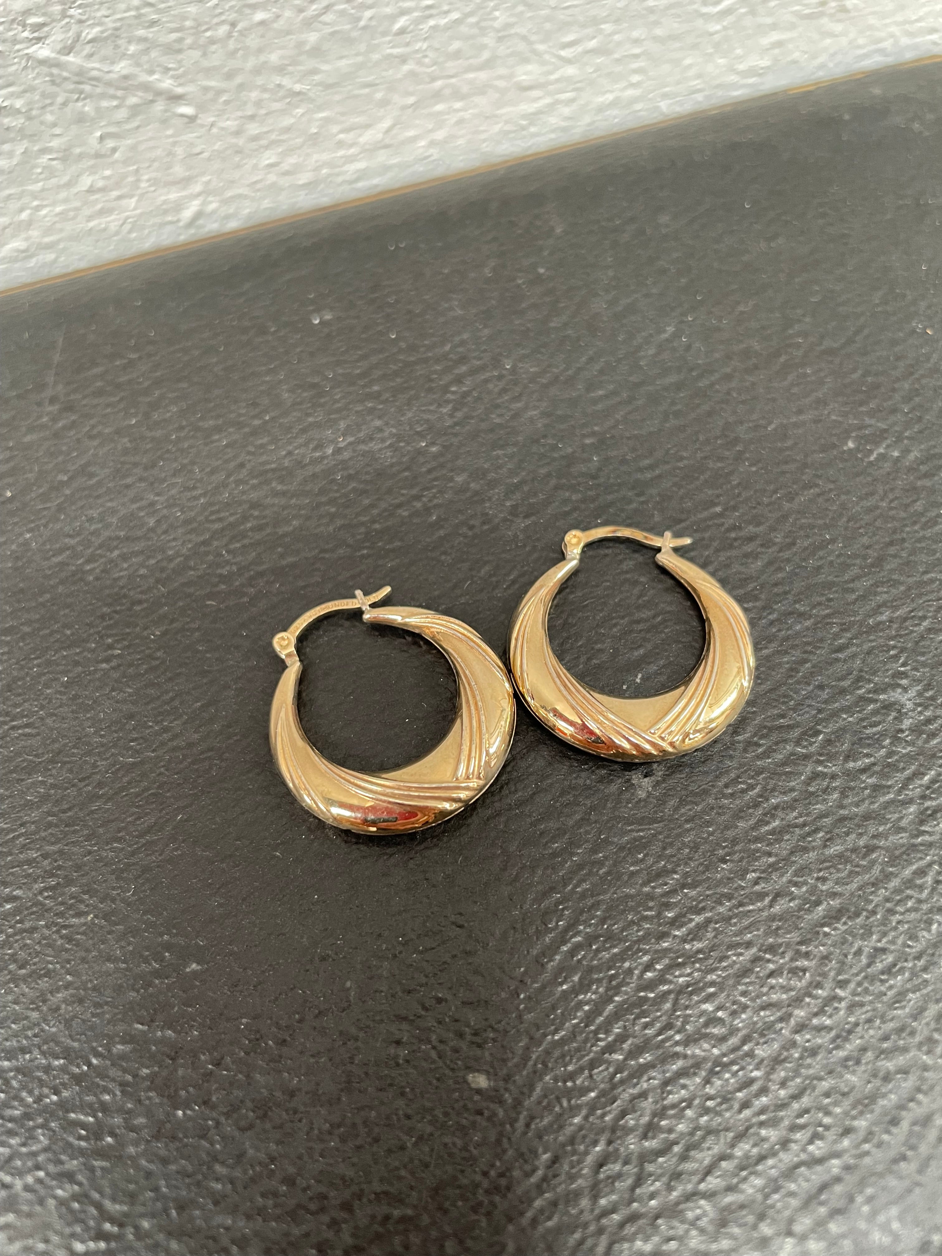 Pair Of 9ct Gold Pierced Bonded Hoop Earrings | Antique & Vintage | Moonee Ponds Antiques | Australia Wide Delivery
