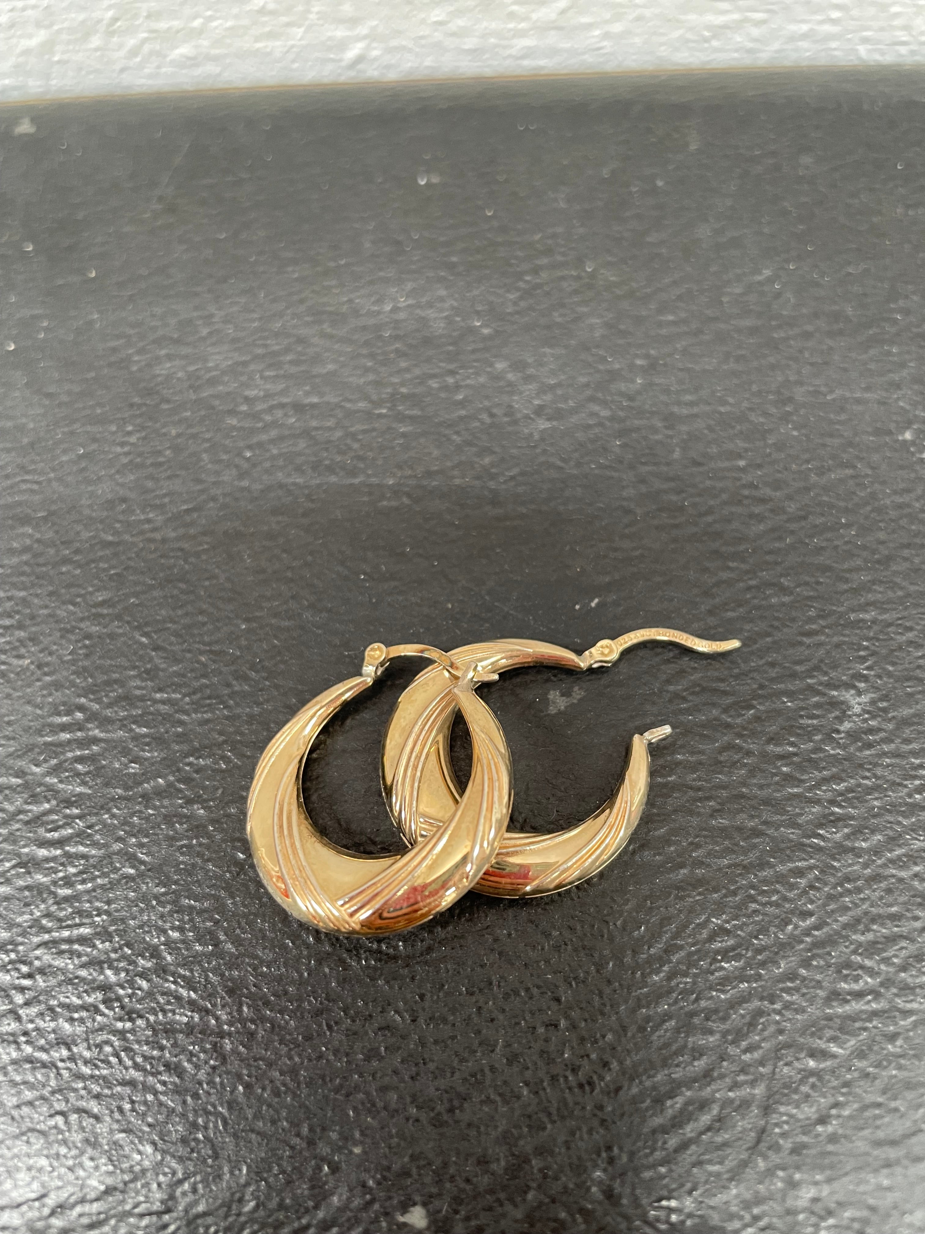 Pair Of 9ct Gold Pierced Bonded Hoop Earrings | Antique & Vintage | Moonee Ponds Antiques | Australia Wide Delivery
