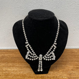 Vintage Rhinestone Bow Necklace