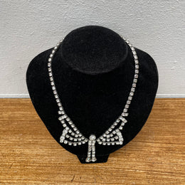 Vintage Rhinestone Bow Necklace